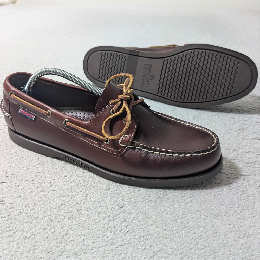 NEW! Sebago Dockside Portland Waxed Shoes Men 11.5 Brown Leather Loafer $200